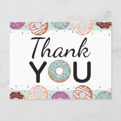 THANK YOU Card Blue Iced Donuts Birthday Party