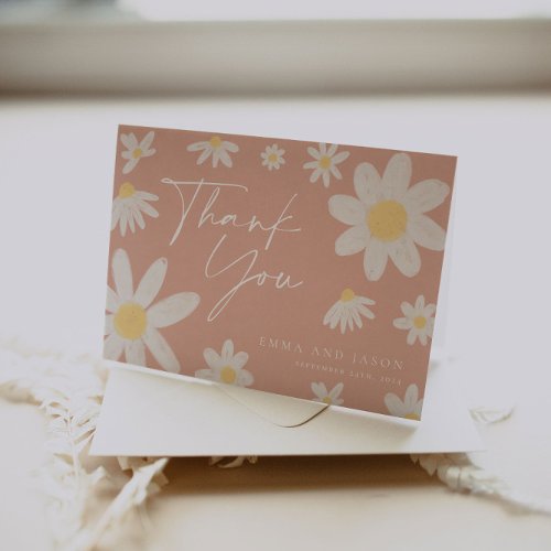 Thank You Card  Blush Pink Daisy