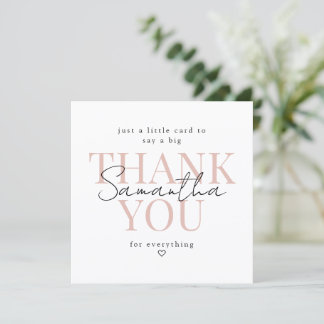 Thank You Card Blush Pink Modern Script Name