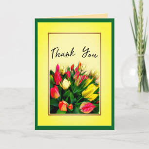 Thank You Card Bold Bright Colorful Tulips