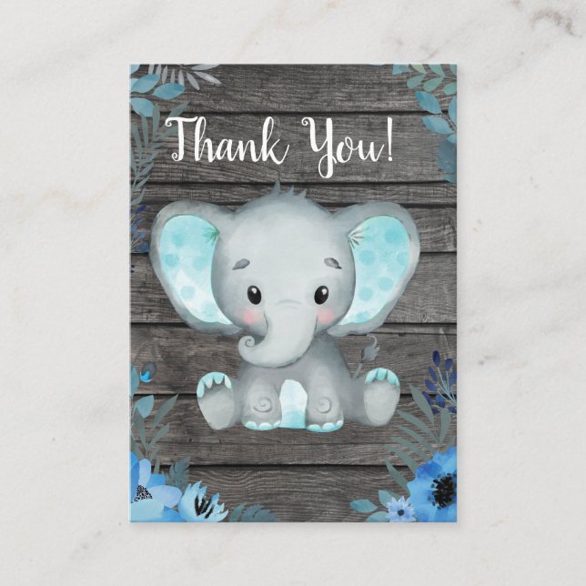 Thank You Card Boy Elephant Shower (Front)
