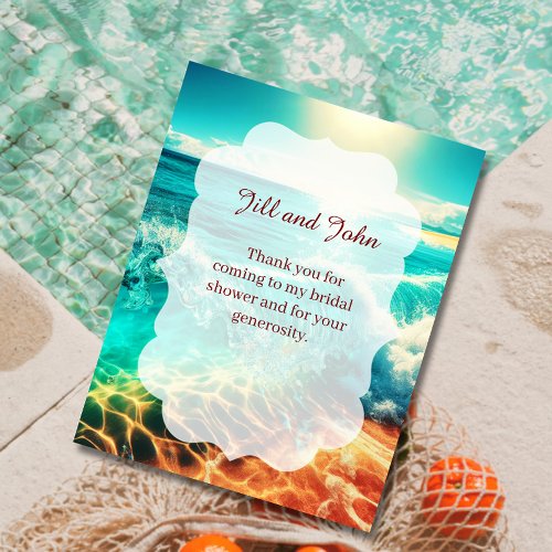 Thank You Card Bridal Shower Elegant Wedding Note