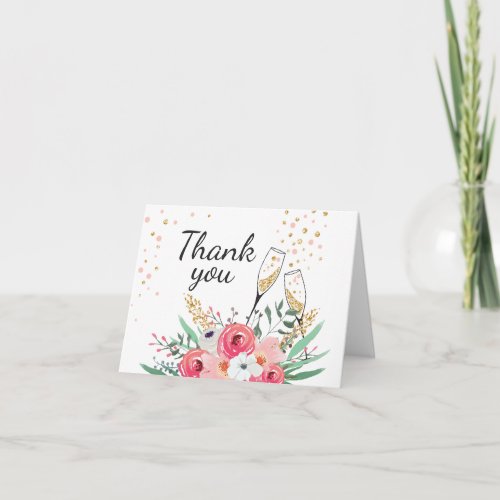 Thank you card Brunch and Bubbly Champagne Floral