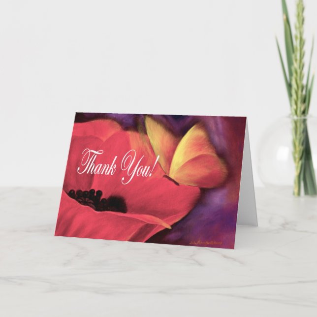 Thank You Card Butterfly Poppy - Multi (Front)