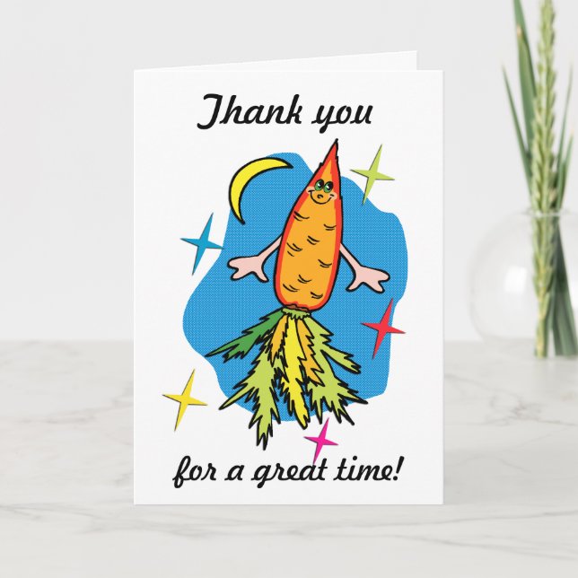 Thank you card: Carrot Rocket Ship Card (Front)