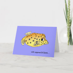 Thank You Card Cartoon Box Fish Greeting