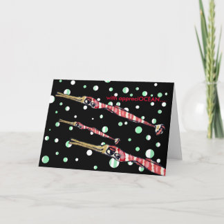 Thank You Card Cartoon Red Stripe Pipe Fish