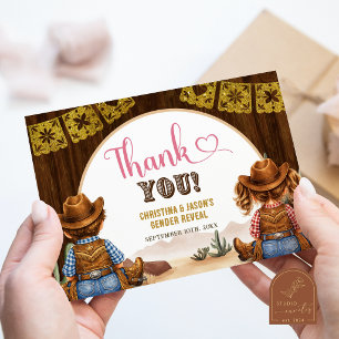 THANK YOU CARD Cowboy Cowgirl Gender Reveal