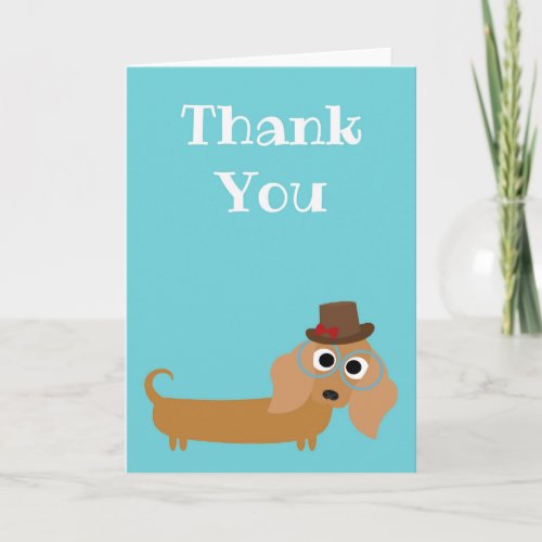 Thank You Card Dachshund Wiener Dog Blank Inside