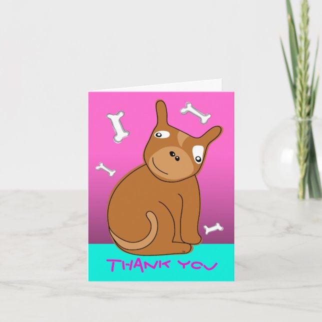 Thank You Card Dog Blue Pink (Front)