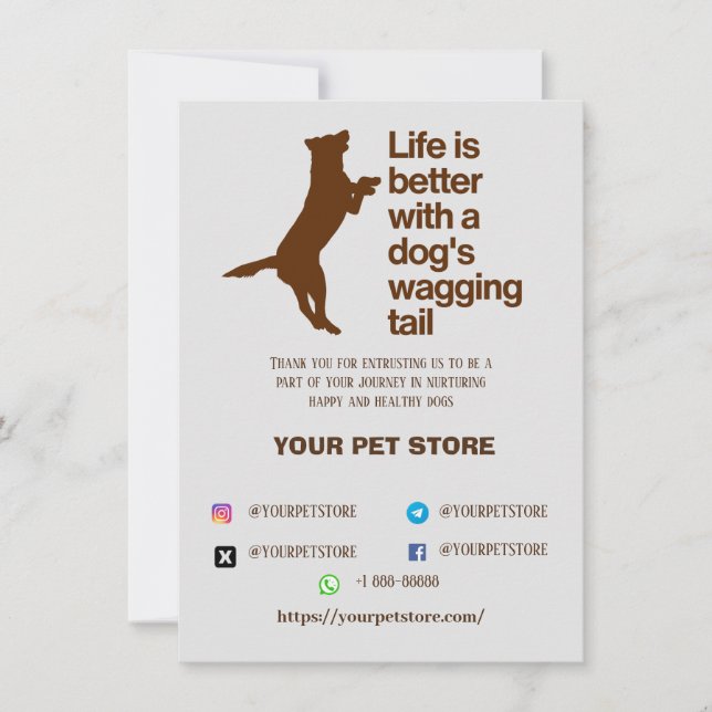 Thank you card dog pet store (Front)