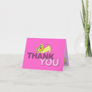 Thank You Card Doggie Hand Down Pink