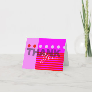 Thank You Card Dots Stripe Pink