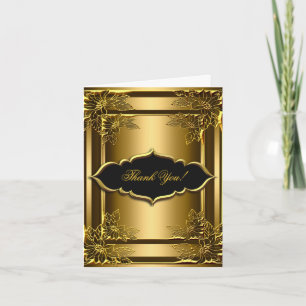 Thank You Card Elegant Black Gold