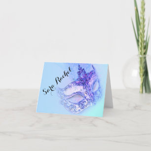 Thank You Card Elegant Masquerade Blue and Purple