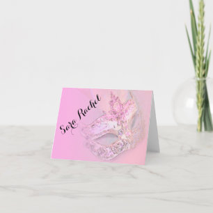 Thank You Card Elegant Pink Masquerade