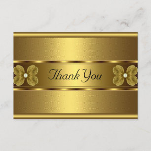 Thank You Card Elegant Roll Gold Floral