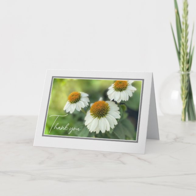 Thank You Card Elegant White Flowers   (Front)