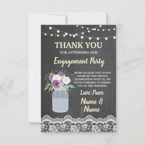 Thank You Card Engagement Chalk Lace Floral Jar