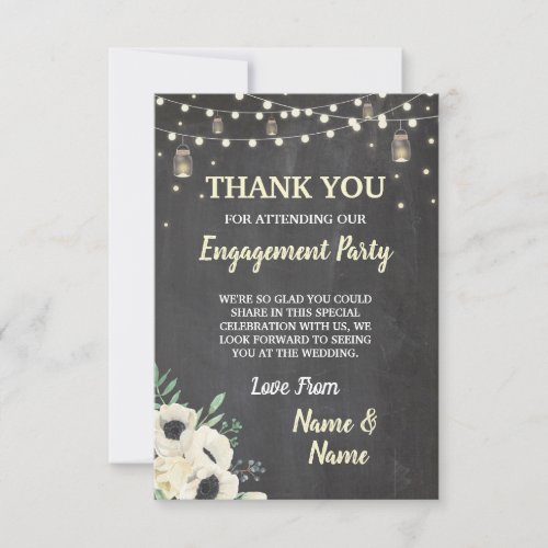 Thank You Card Engagement Fireflies Chalk Floral