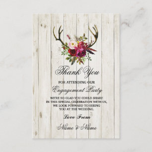 Thank You Card Engagement Wedding Antlers Floral