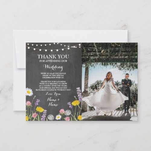 Thank You Card Engagement Wedding Chalk Floral Pic