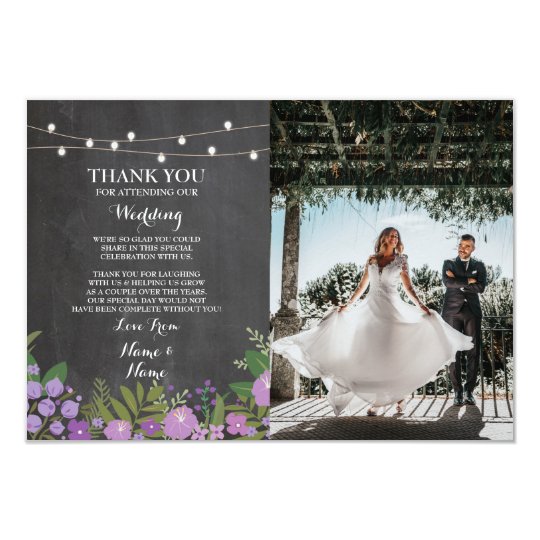 Thank You Card Engagement Wedding Chalk Floral Pic