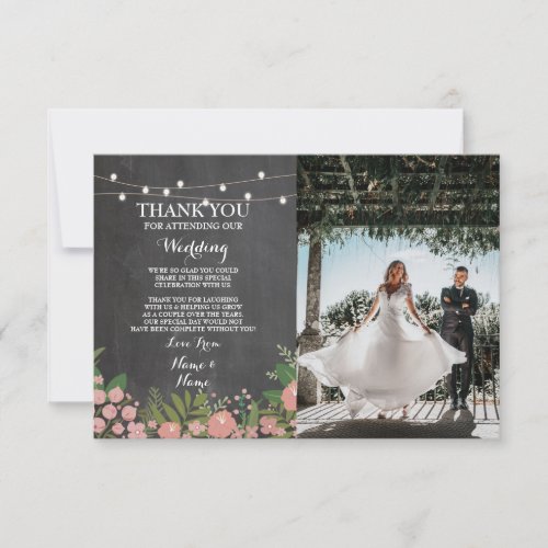 Thank You Card Engagement Wedding Chalk Floral Pic