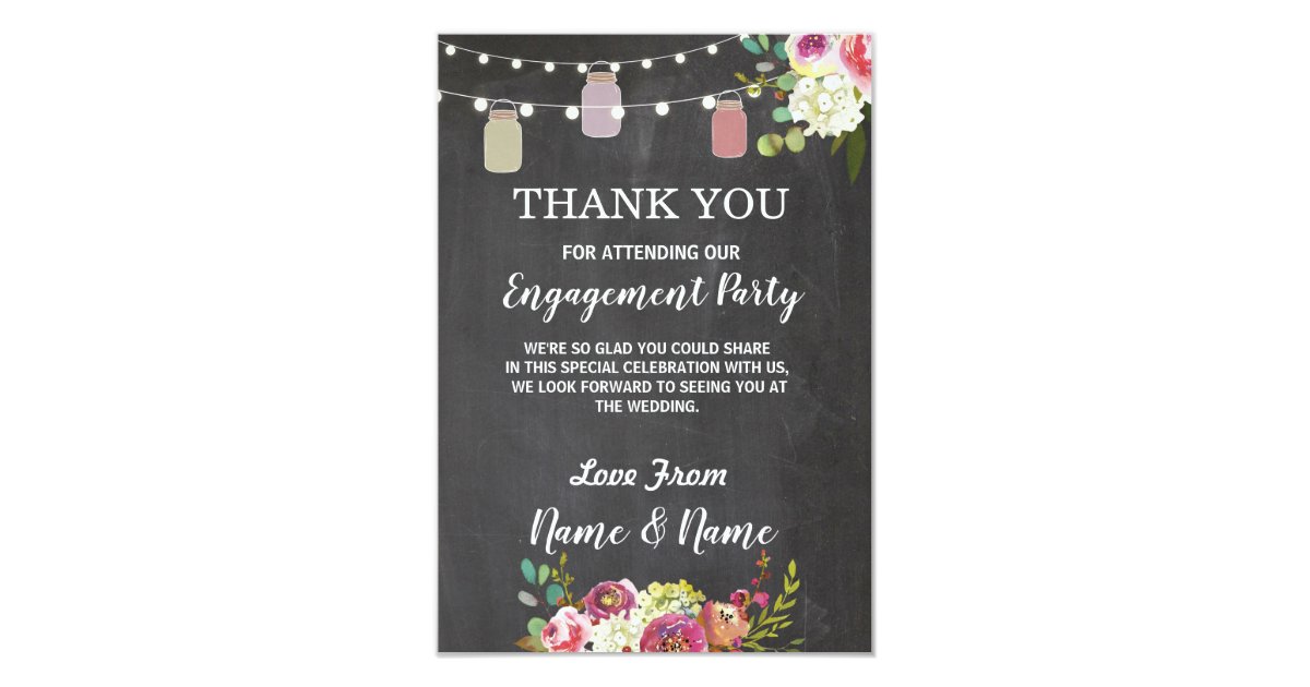 Thank You Card Engagement Wedding Jars Chalk