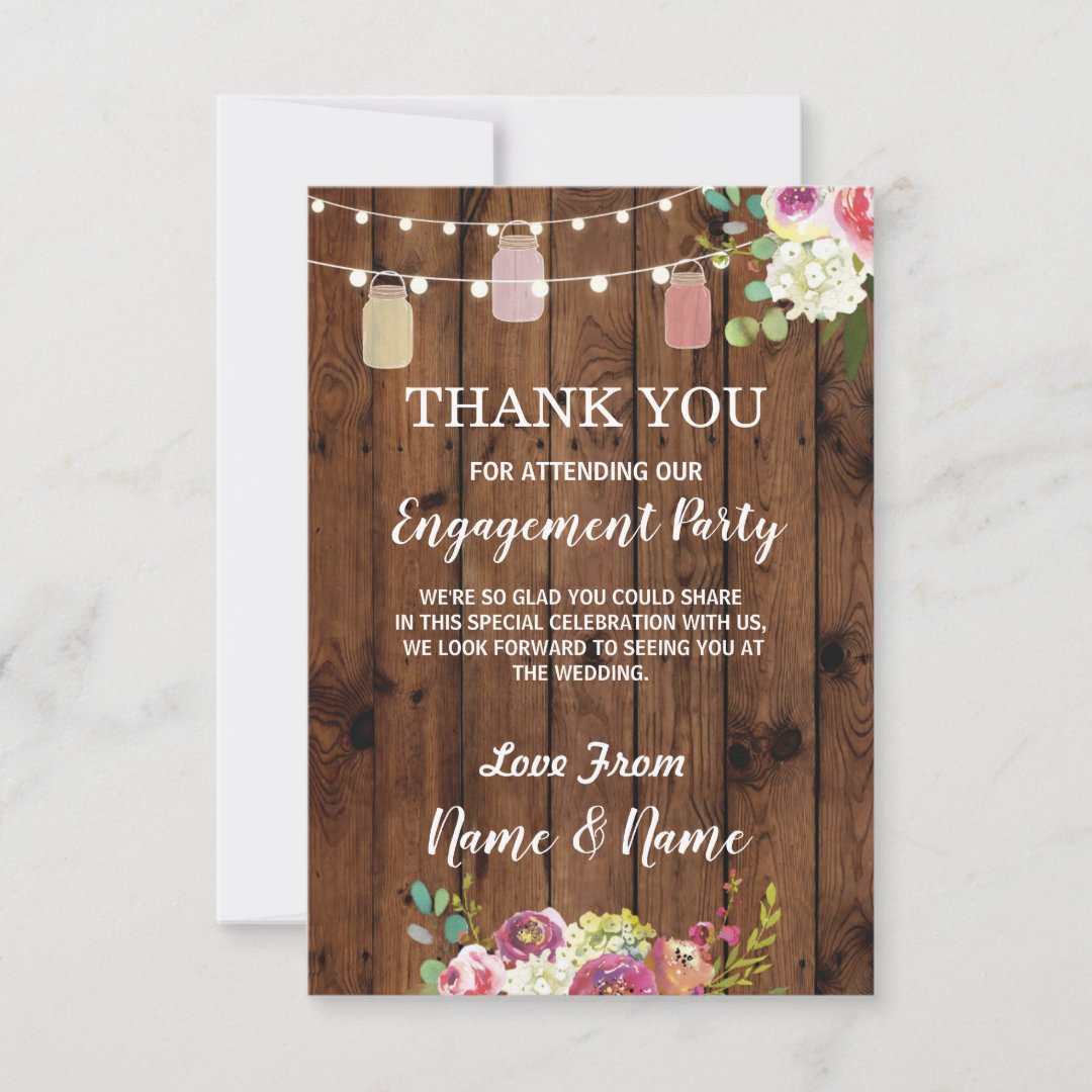 Thank You Card Engagement Wedding Jars Floral Zazzle