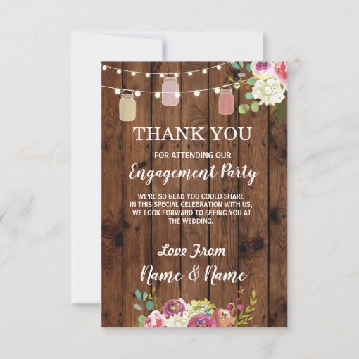 Thank You Card Engagement Wedding Jars Floral Zazzle