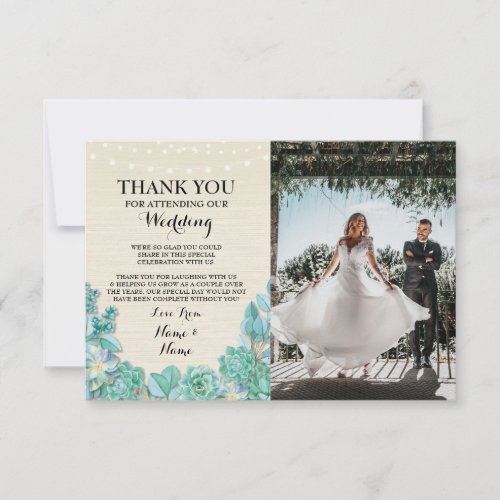 Thank You Card Engagement Wedding Mint Succulent