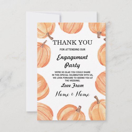 Thank You Card Engagement Wedding Pumpkin Fall