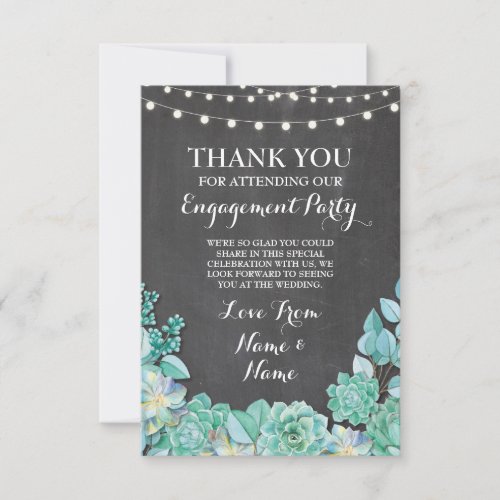 Thank You Card Engagement Wedding Succulent Chalk