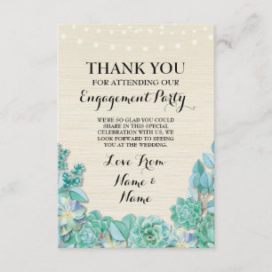 Thank You Card Engagement Wedding Succulent Floral