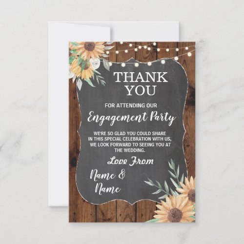 Thank You Card Engagement Wedding Sunflower