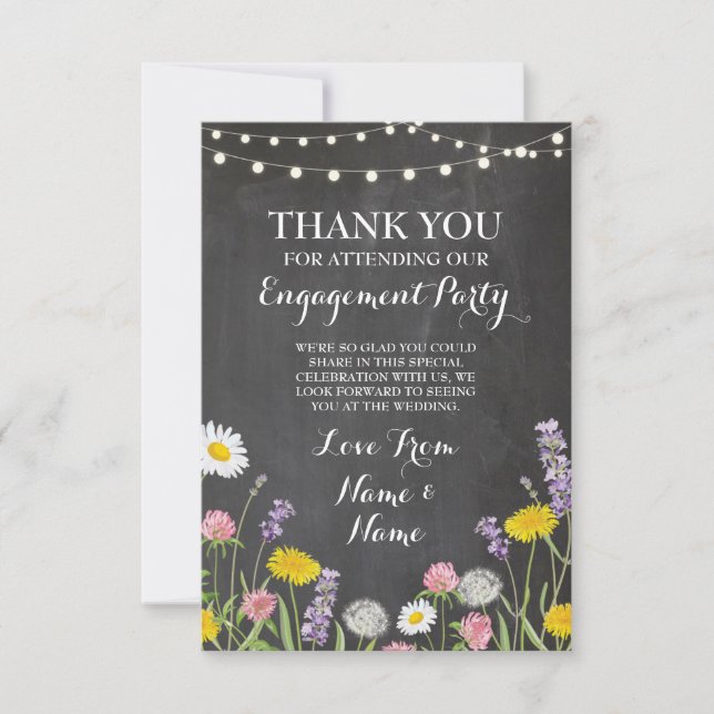 Thank You Card Engagement Wedding Wild Flowers (Front)