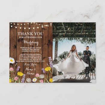 Thank You Card Engagement Wedding Wild Flowers Pic by WOWWOWMEOW at Zazzle