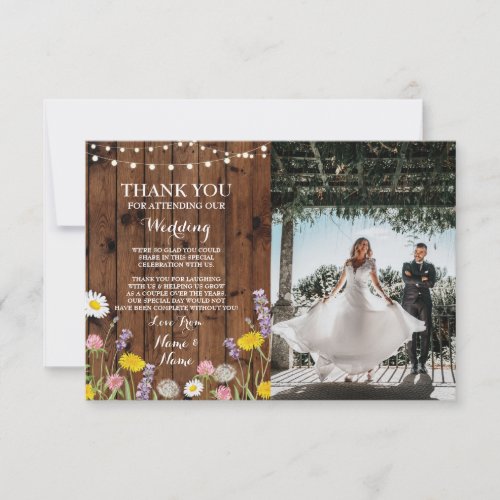 Thank You Card Engagement Wedding Wild Flowers Pic