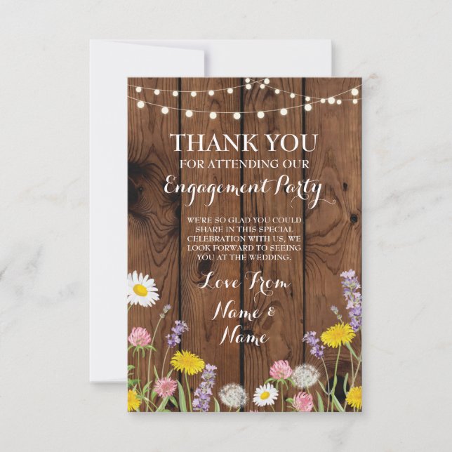 Thank You Card Engagement Wedding Wild Wood Floral (Front)