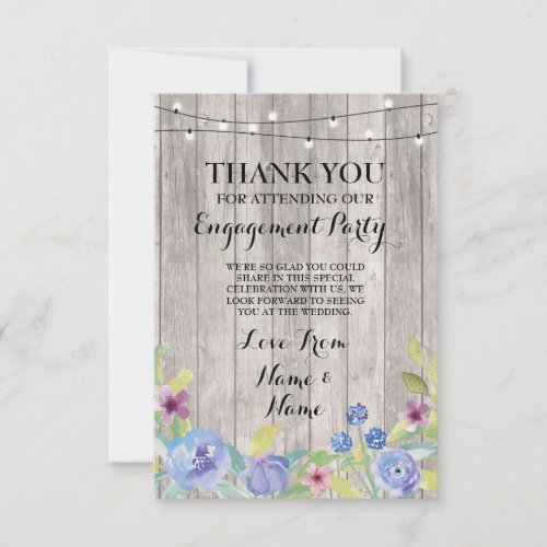 Thank You Card Engagement Wedding Wood Floral