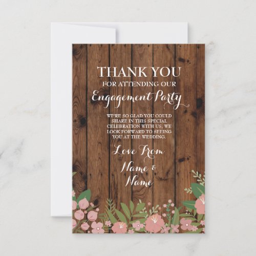 Thank You Card Engagement Wedding Wood Floral