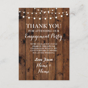 Thank You Card Engagement Wedding Wood Lights