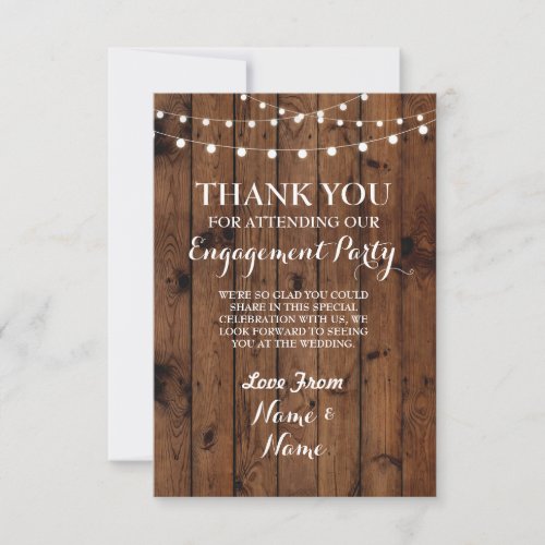 Thank You Card Engagement Wedding Wood Lights