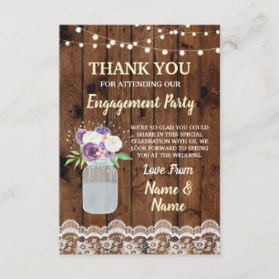 Thank You Card Engagement Wood Lace Floral Jars