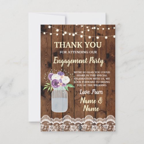 Thank You Card Engagement Wood Lace Floral Jars