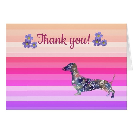 Thank you Card Flowers Dachshund (Front Horizontal)