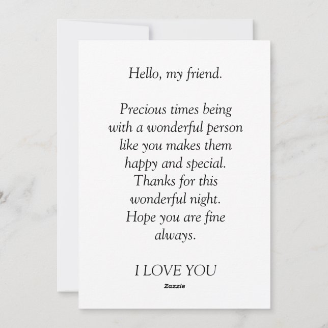 Thank you card for a friend (Back)