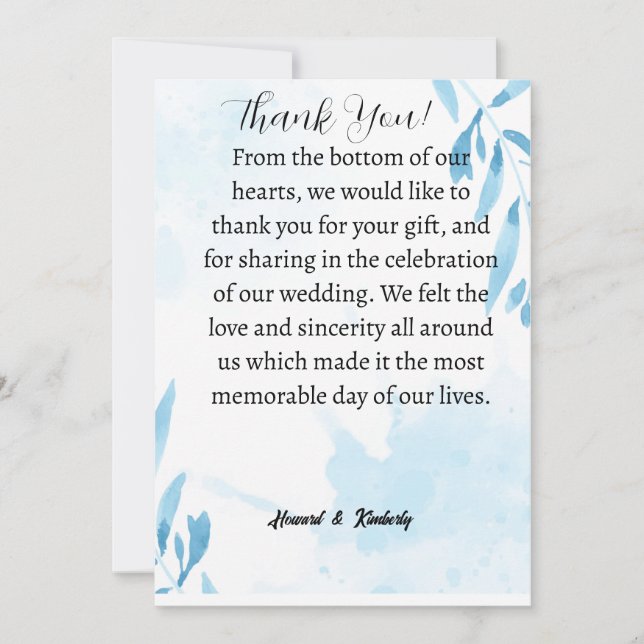 Thank you card for attending a wedding (Front)