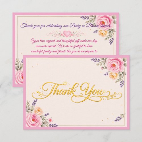 Thank you card for baby in bloom baby shower